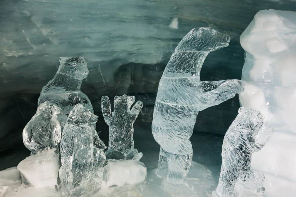 ice sculptures at a Michigan ice festival