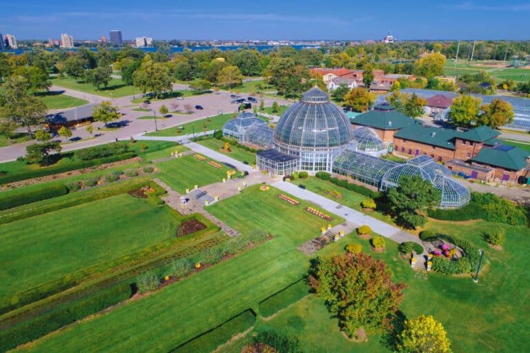 aerial view of belle isle park in Detroit