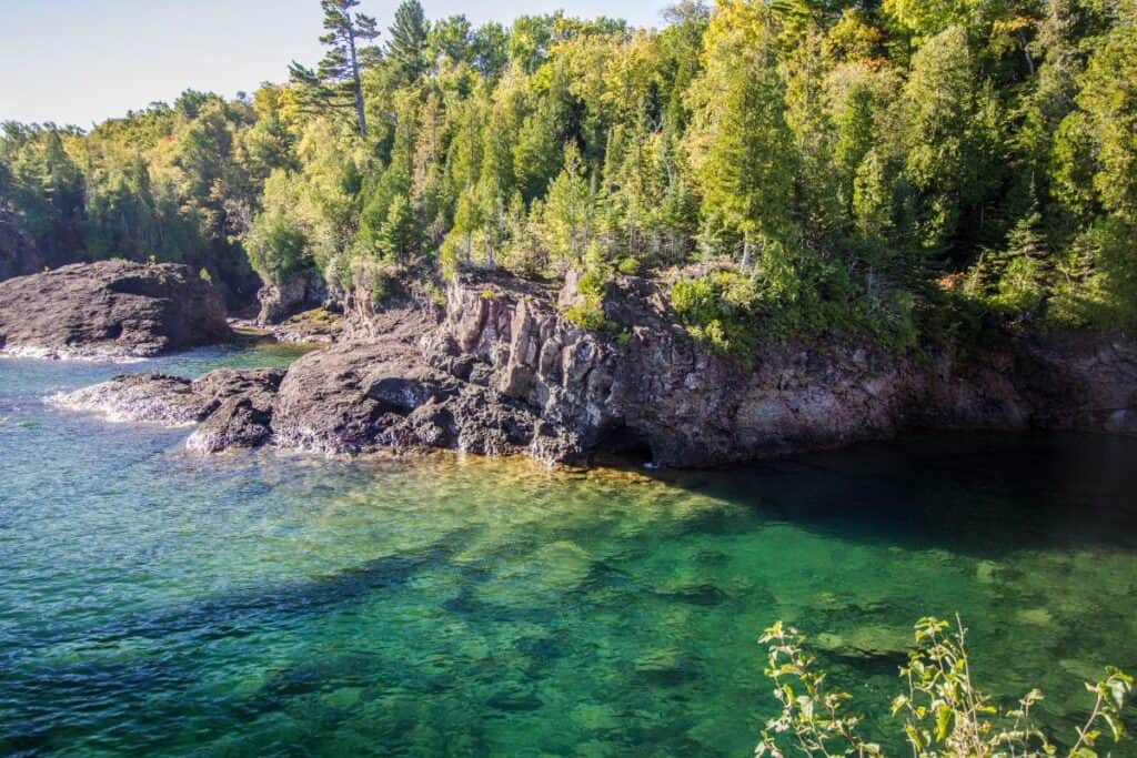 pretty green lake Superior at Presque Isle State Park 