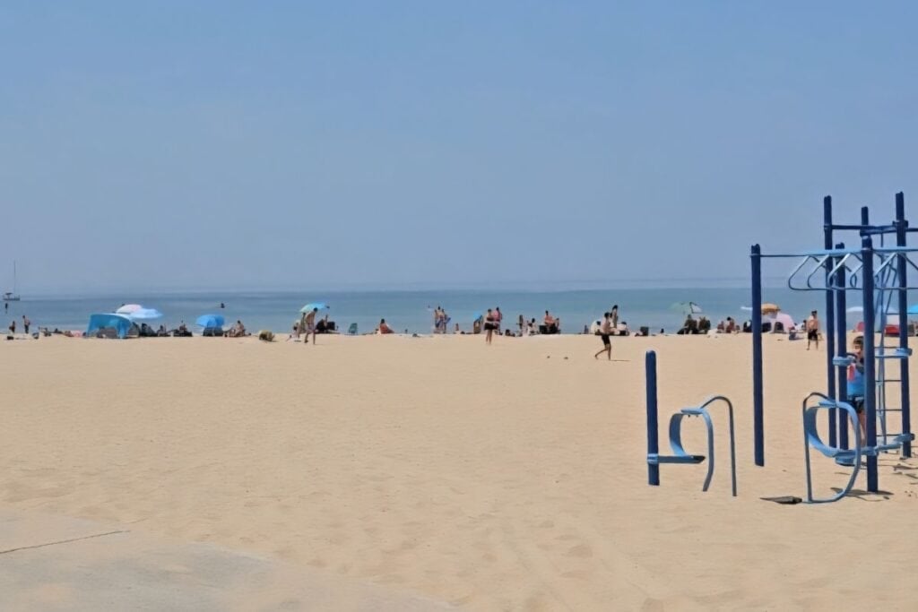 wide sandy South Haven Michigan beach on Lake Michigan on a sunny day