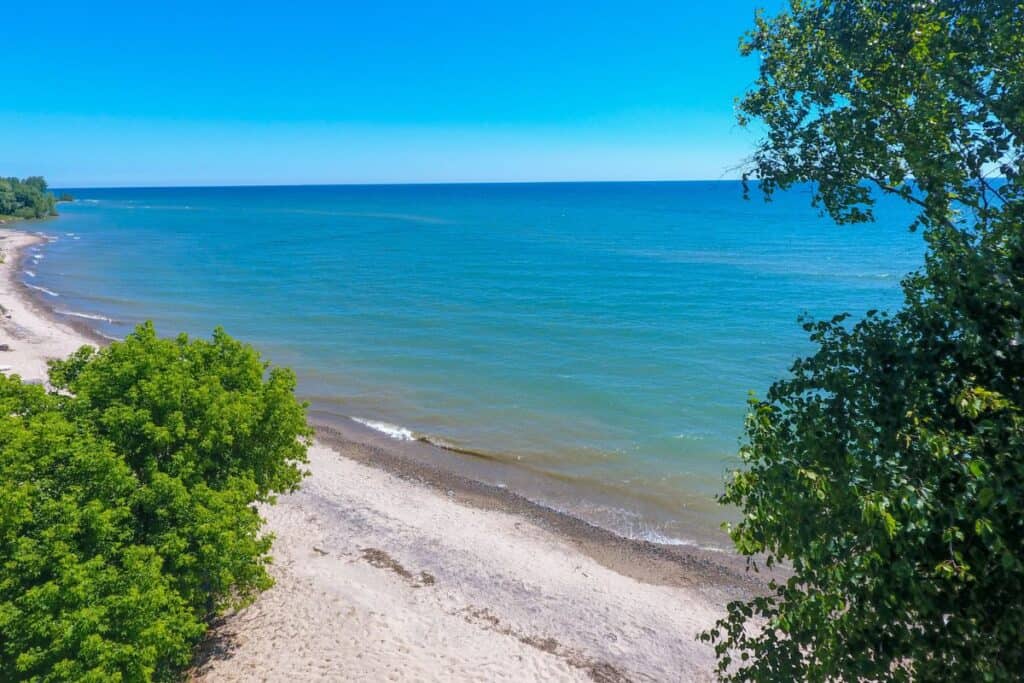 beautiful blue lake huron coast in lexington Michigan