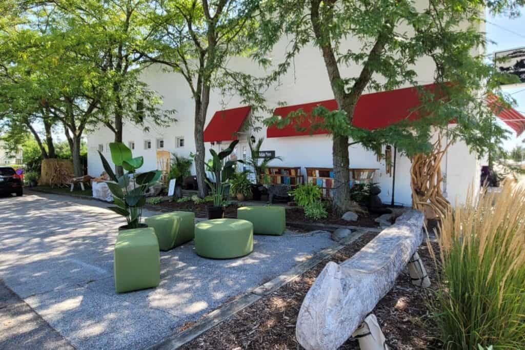 outdoor patio in New Buffalo, a top  michigan beachtown 