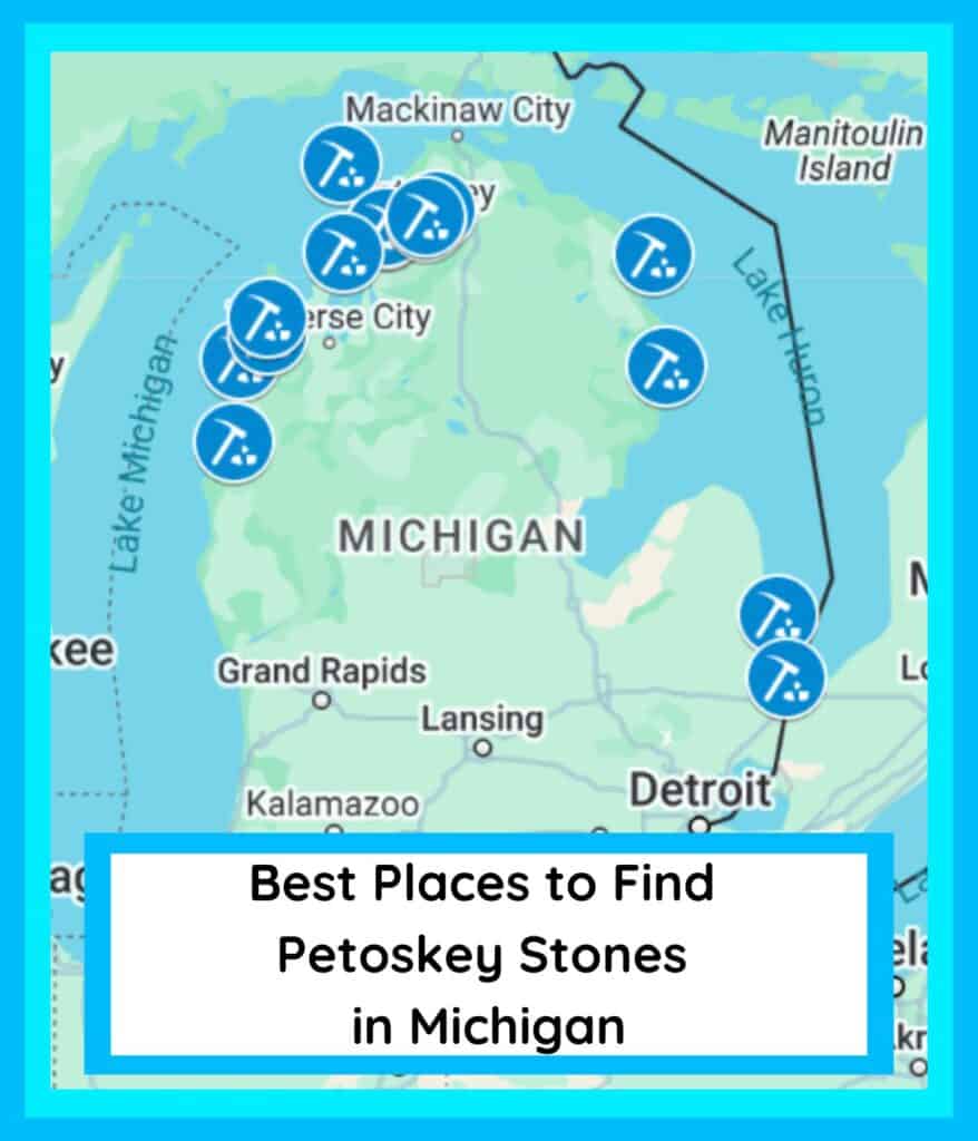 map of places in michigan to find petoskey stones