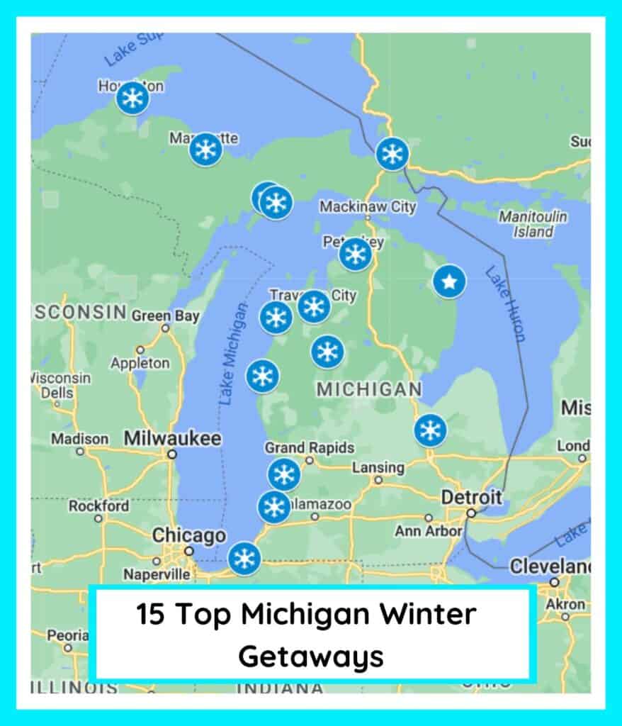 Map of best romantic Michigan winter getaways for couples