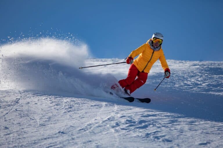 person skiing at mt bohemia in michigan