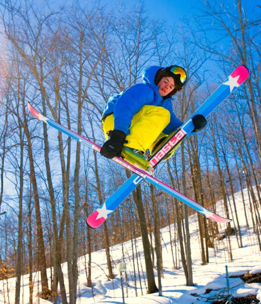 Kid skiing at Shanty Creek in Michigan