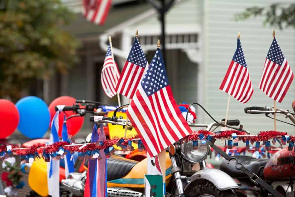 american flags on motorcycles