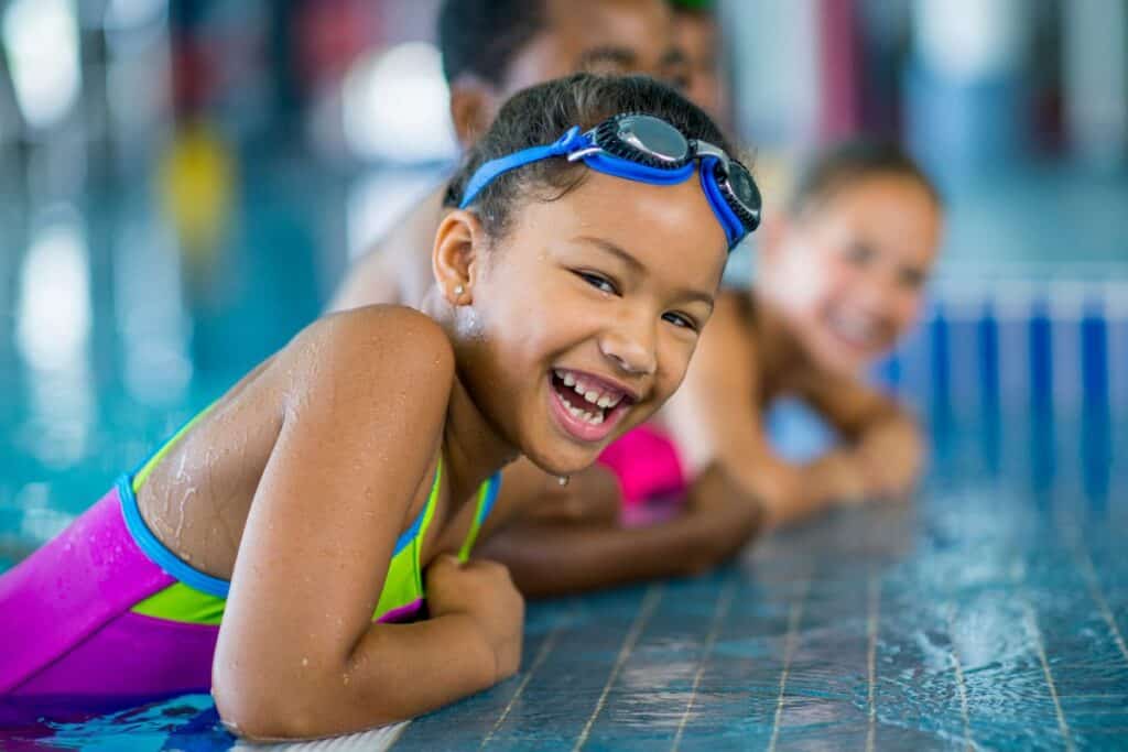 Girl at Frankenmuth waterpark resort in Michigan winter