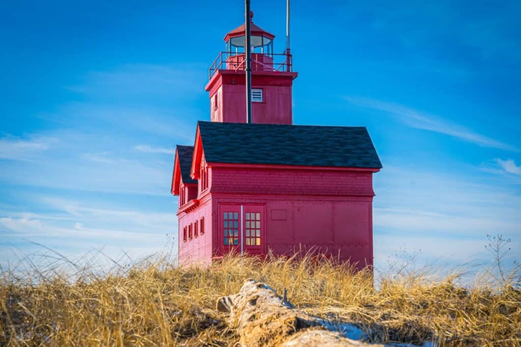 big red lighthouse in holland michigan 