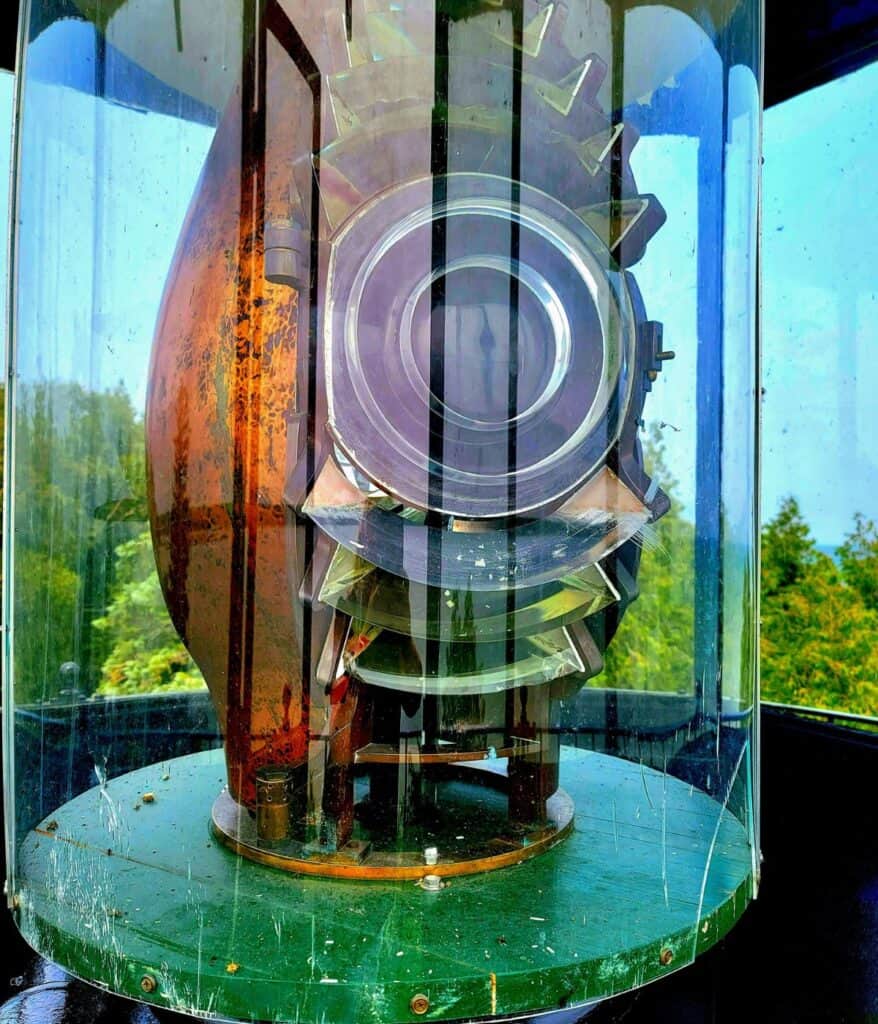 close up of a fresnel lens in a lighthouse