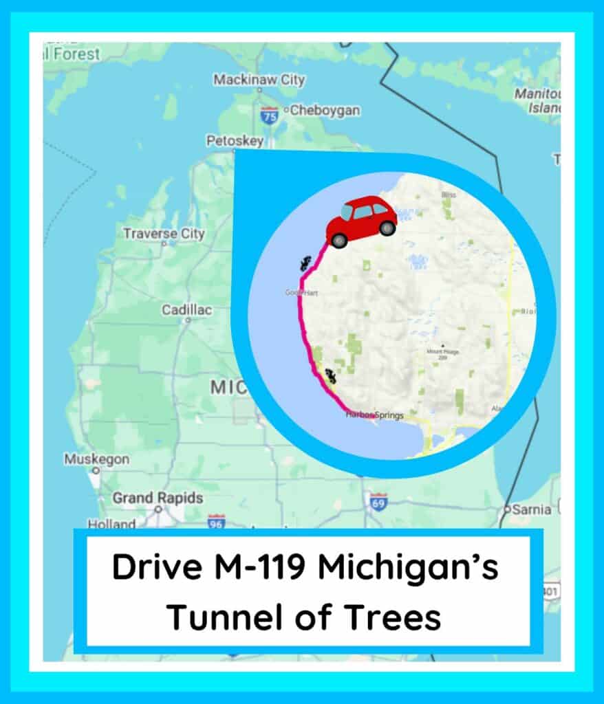 Map of  Michigan's Tunnel of Trees 