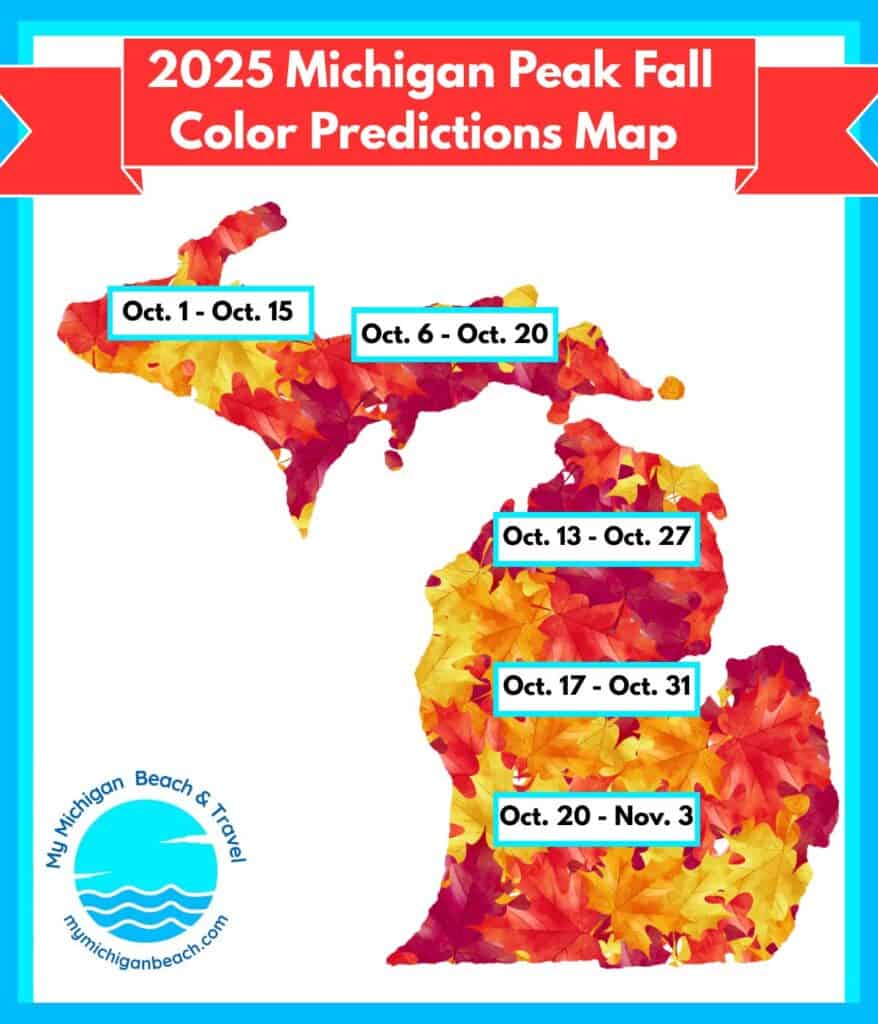 2025 Michigan Peak Fall Color Map, forecast by Michigan travel expert Jill Halpin