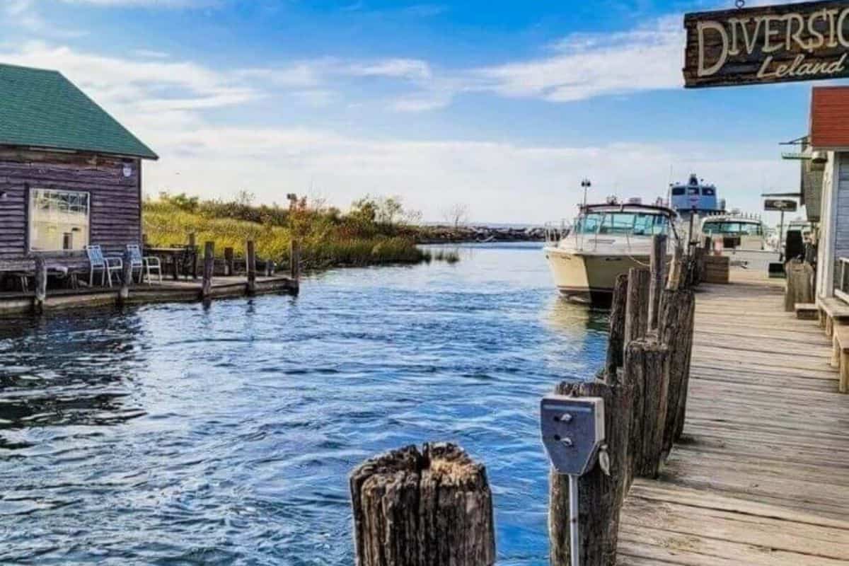 picture of docks in leland michigan,also known as Fishtown