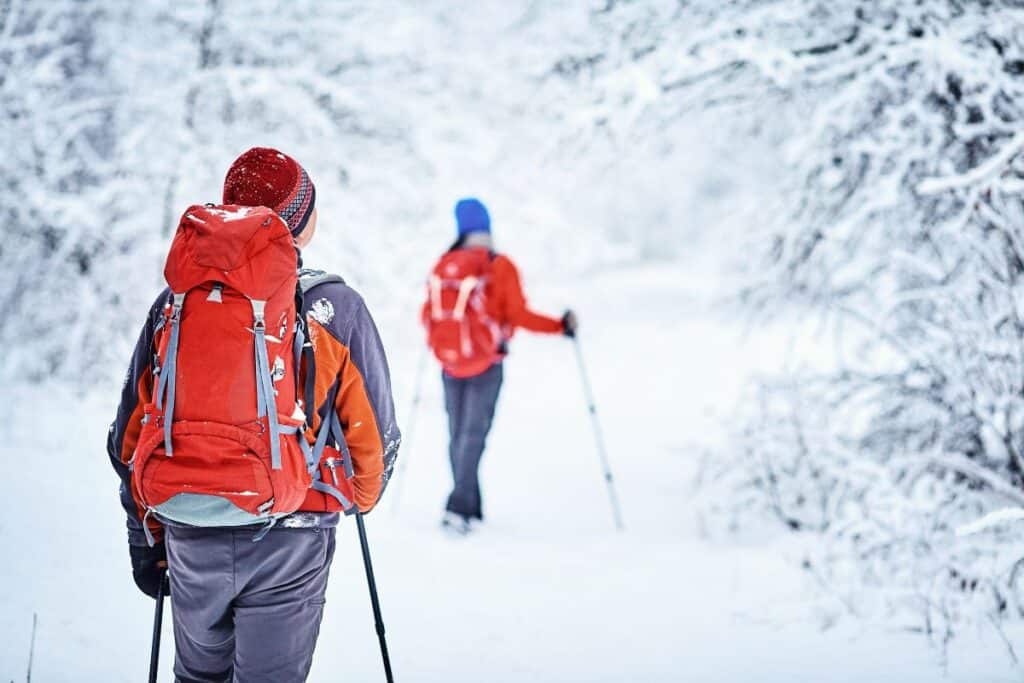 people snowshoeing in michigan 