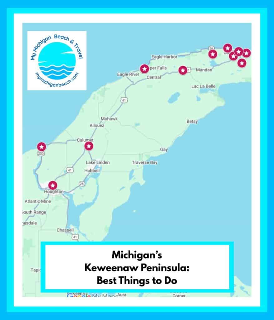 Map of Michigan's Keweenaw Peninsula activities 