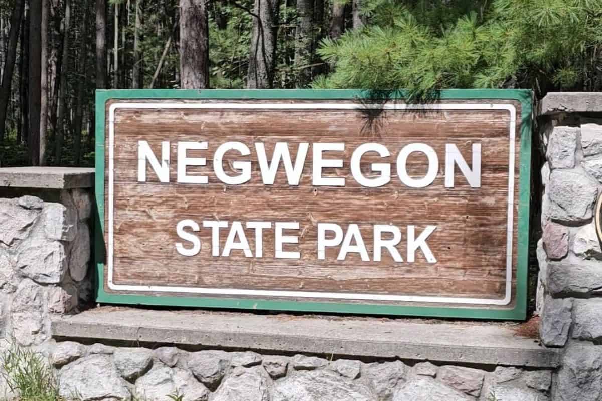 sign for negwegon state park
