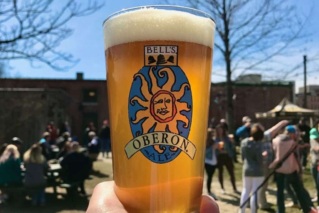 glass of oberon beer from bells brewery in michigan 