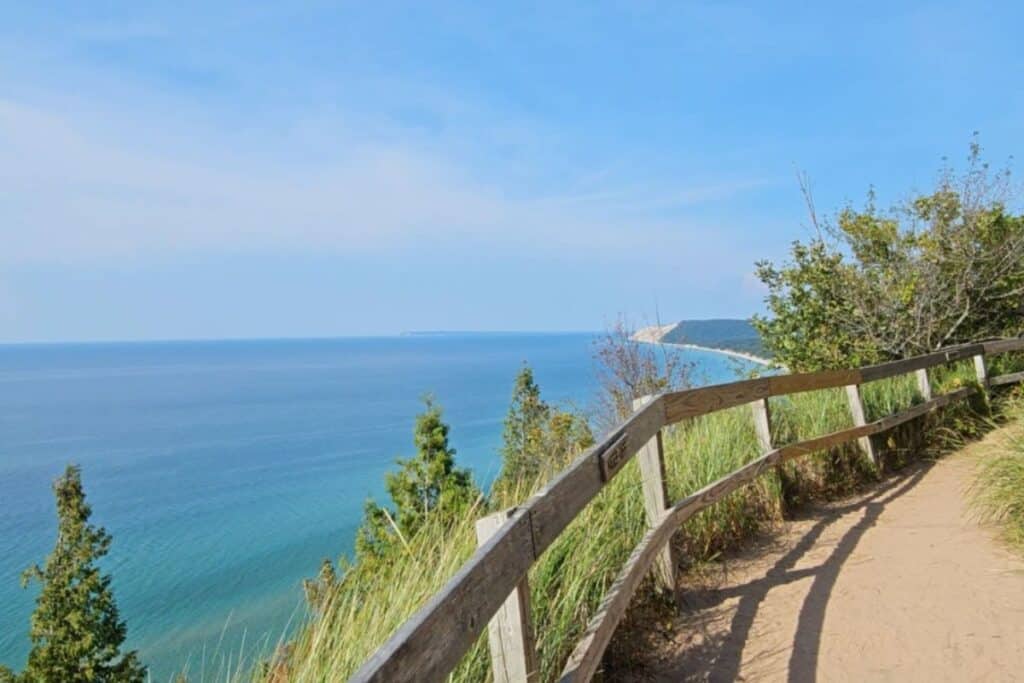 View of Sleeping Bear Plateau and Lake Michigan from the Empire Bluff Trail in Sleeping Bear Dunes