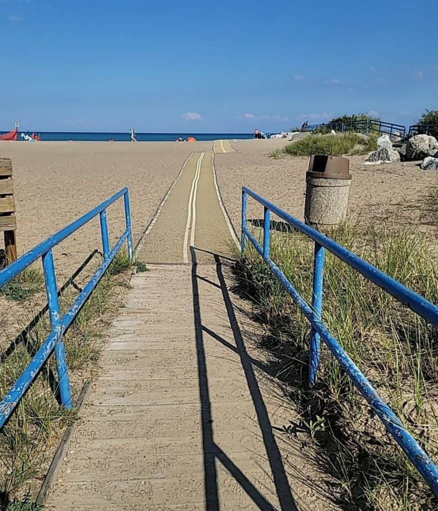mobi mat beach access path to Lake Huron at Lexington Waterfront Park Michigan