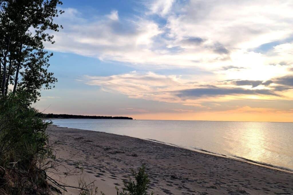sandy Lake Huron beach at Port Crescent State Park near Port Austin Michigan