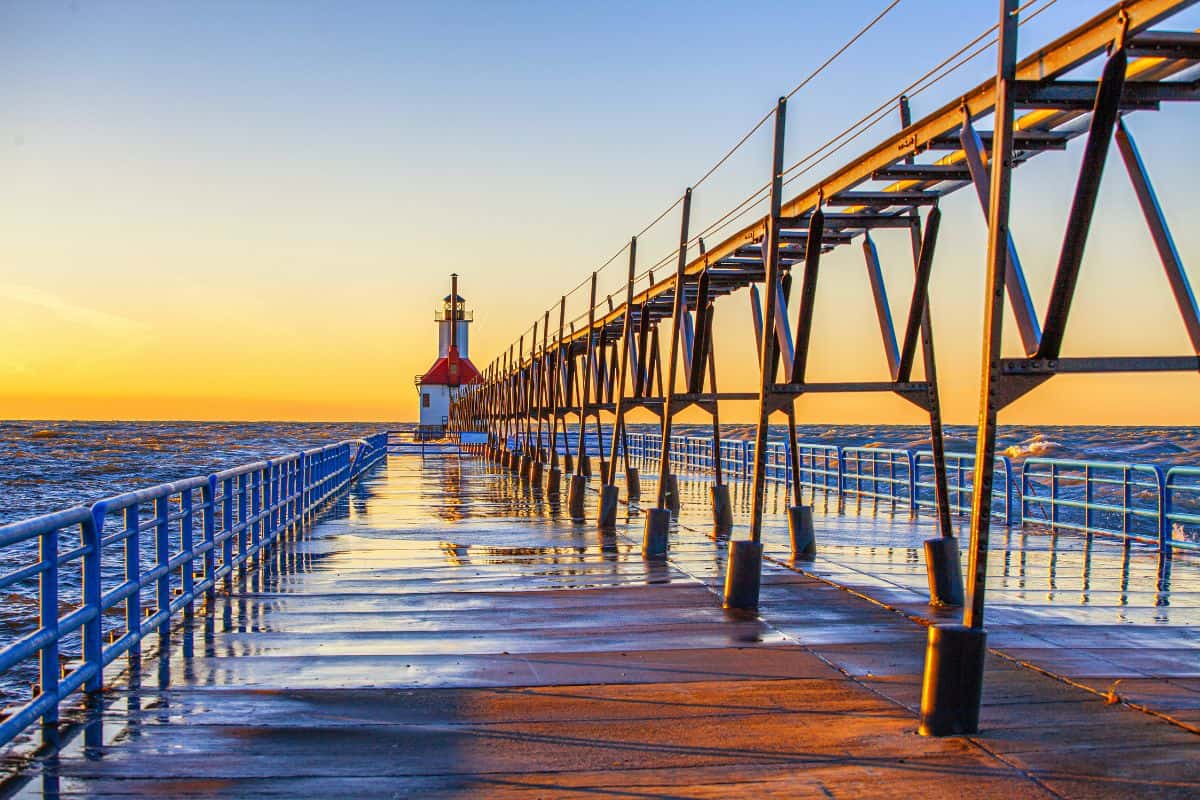 St. Joseph, Michigan pier at dusk